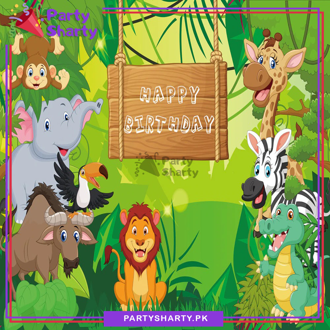 D-2 Jungle/Safari Theme backdrop For Jungle/Safar Theme Theme Birthday ...