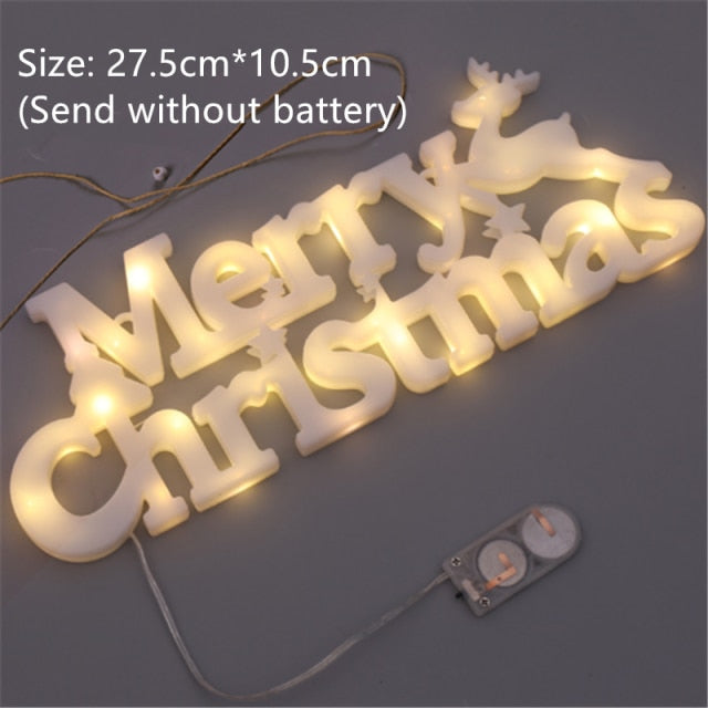 Merry Christmas LED Letters: Christmas Decoration 2022 New Year Xmas Tag Light String Fairy Garland Home Decoration Christmas Noel