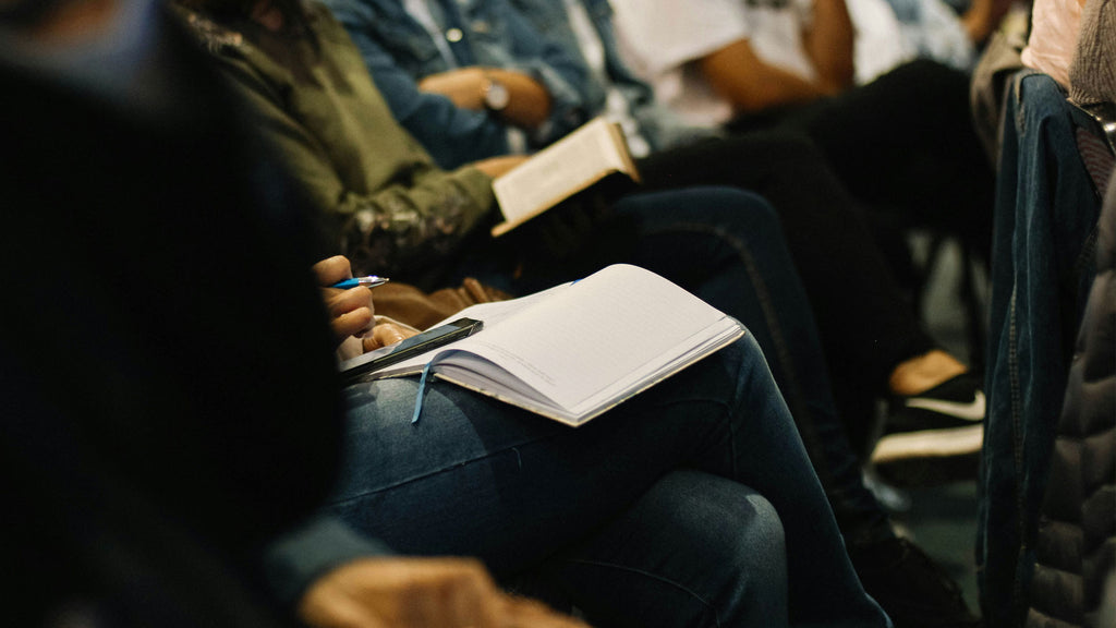 Students in a university lecture.