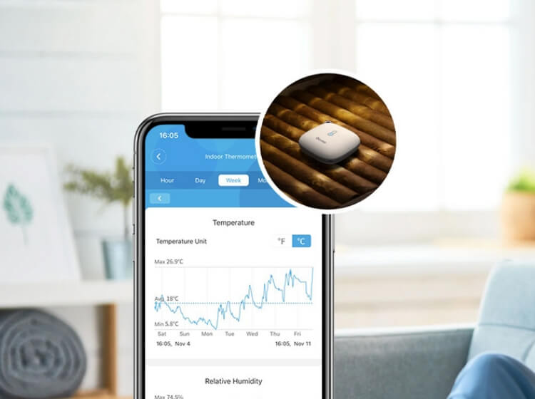 CLOUDCOM A2, Mini Smart Thermo-Hygrometer with Data App