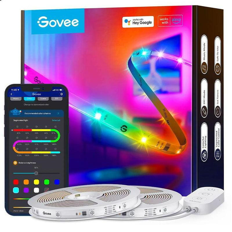 Govee RGBIC Wi-Fi + Bluetooth Strip Lights With Protective Coating, 2*10 m Rolls