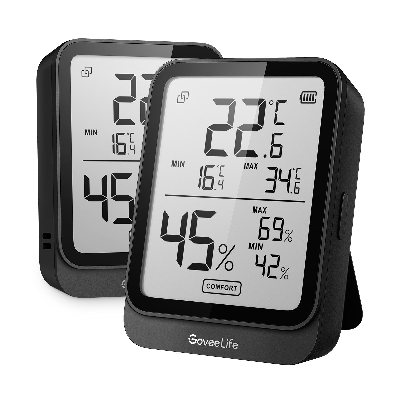 GoveeLife Bluetooth Hygrometer Thermometer-Black, 2 Pack