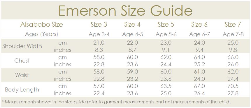 Emerson Size Chart