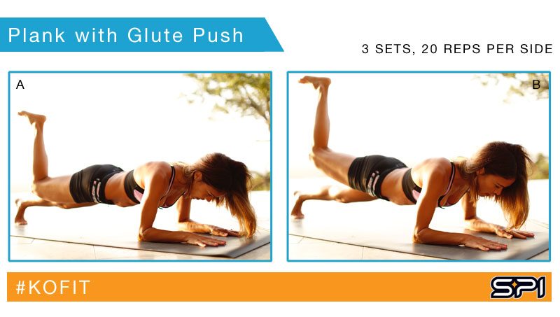 KOfit killer abs and butt workout - Plank with Glute Push