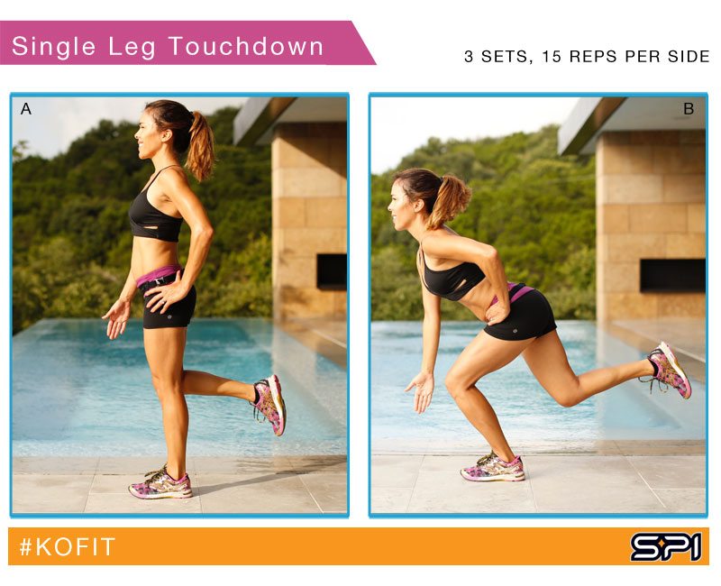 Single Leg Touchdown - a one-legged dead lift without weights from KOfit