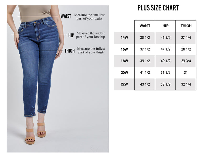 Vervet Flying Monkey Lovervet Denim Plus Size Chart | Ruby Joy Boutique, Pickerington OH