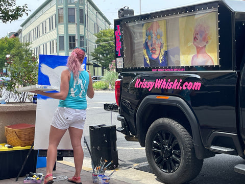 Krissy Whiski and her Mobile Art Truck in Asbury park Festival Arts Performer for hire Artist