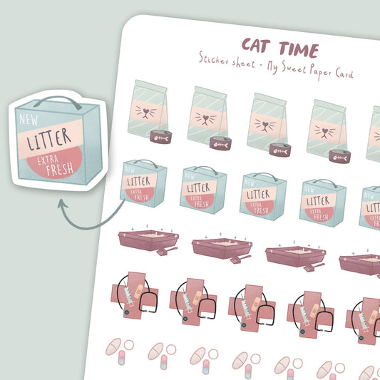 Cat dorm room stickers - Cute planner stickers - Cat stickers – My Sweet  Paper Card