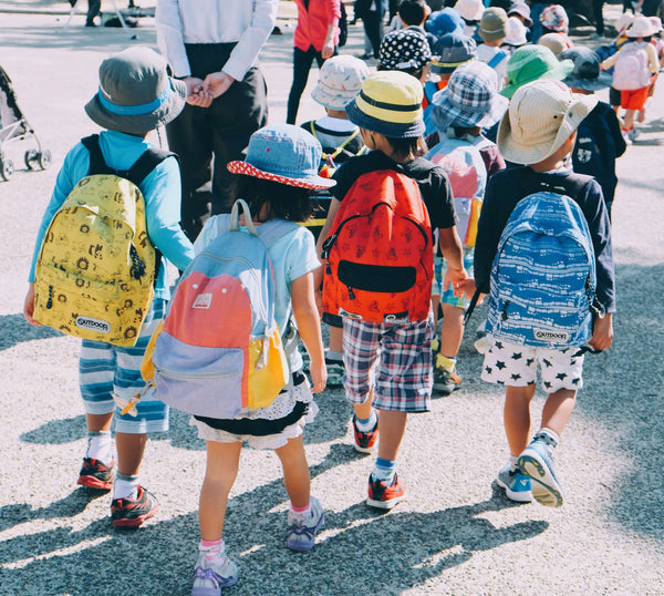 Children walking at a school