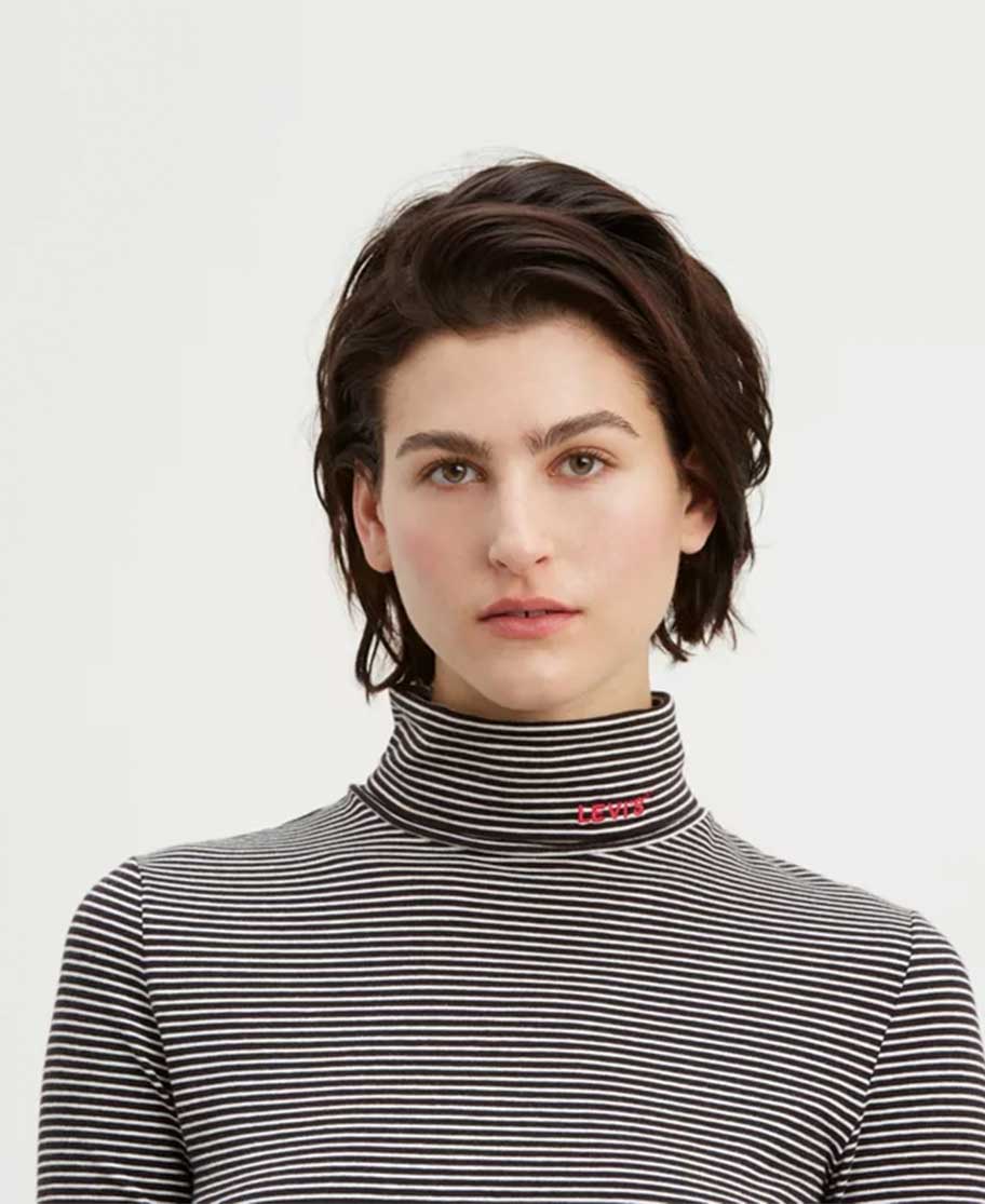 Levi's - Knit Turtleneck | Black or Striped | Women Tops - Le Trunkshop