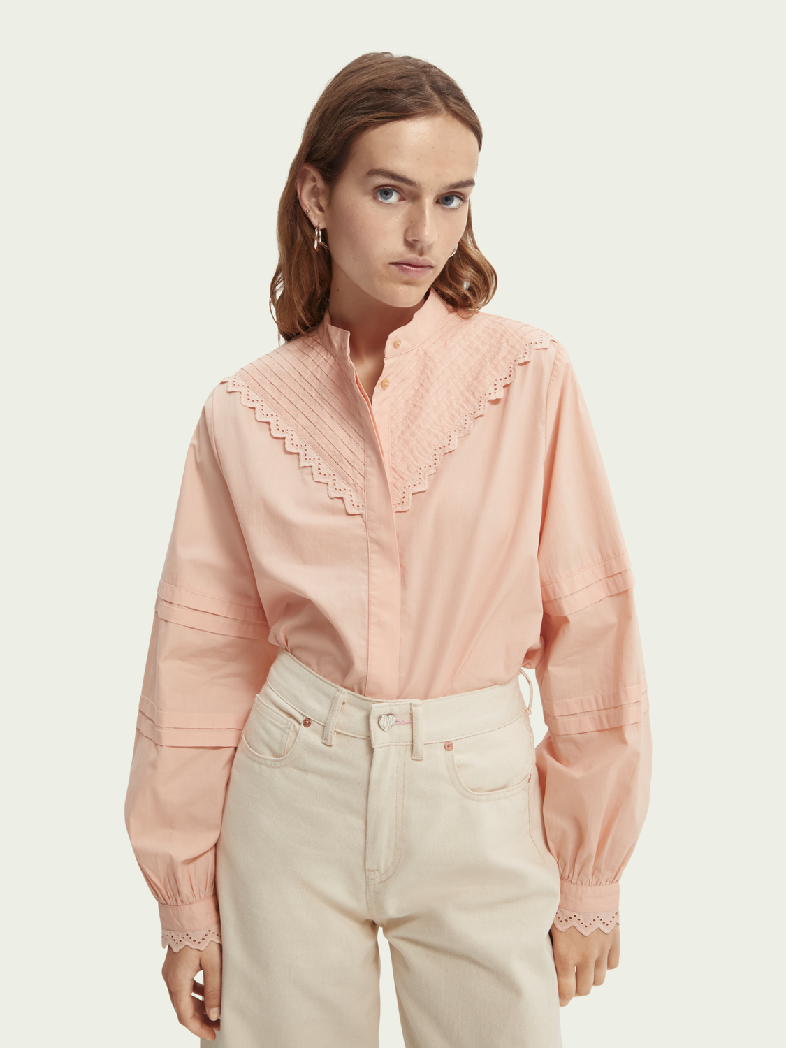 Scotch & Soda - Broderie Anglaise Organic Cotton Top | Blouses & Shirts ...