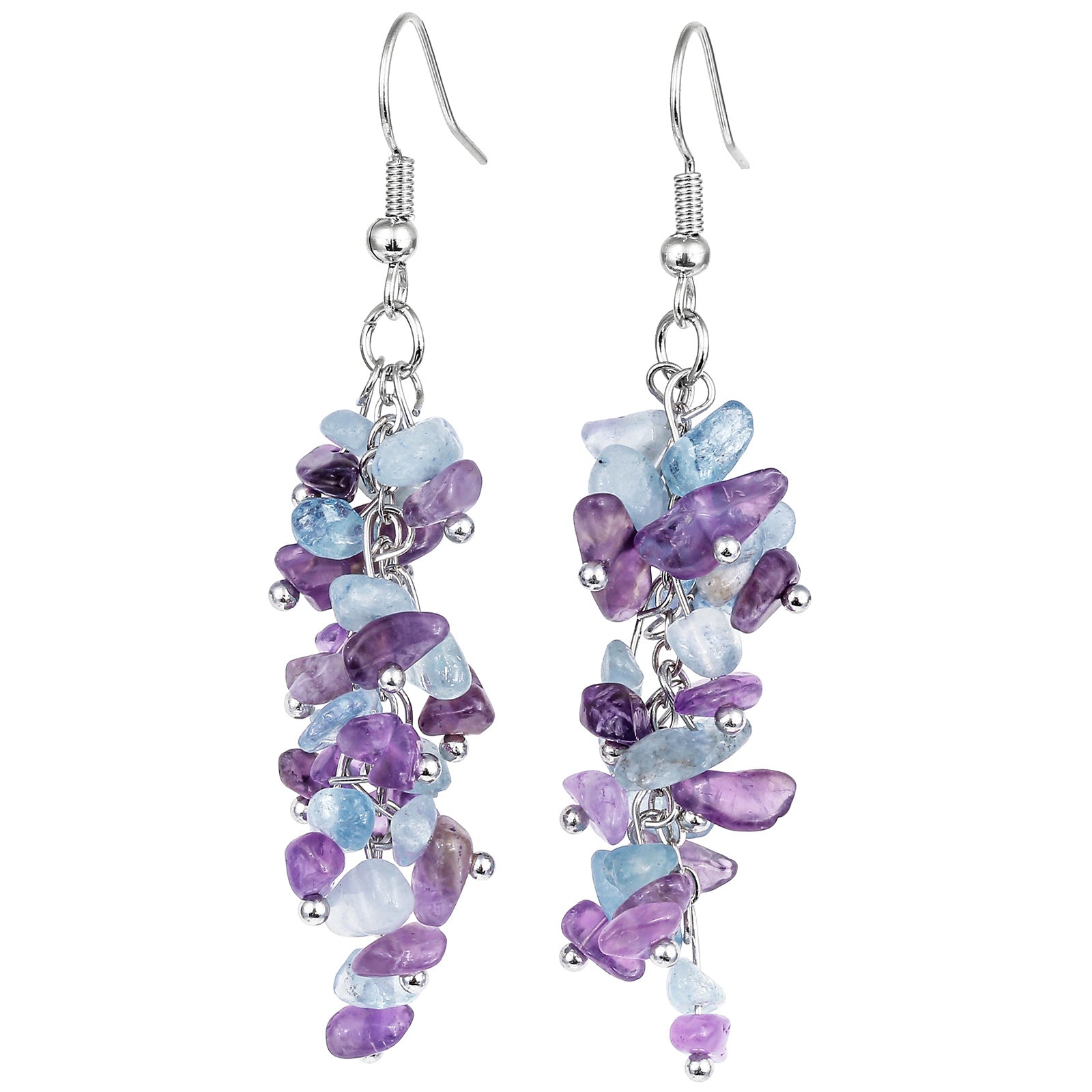 Irregular crushed stone amethyst+Hailanbao grape tassel earrings