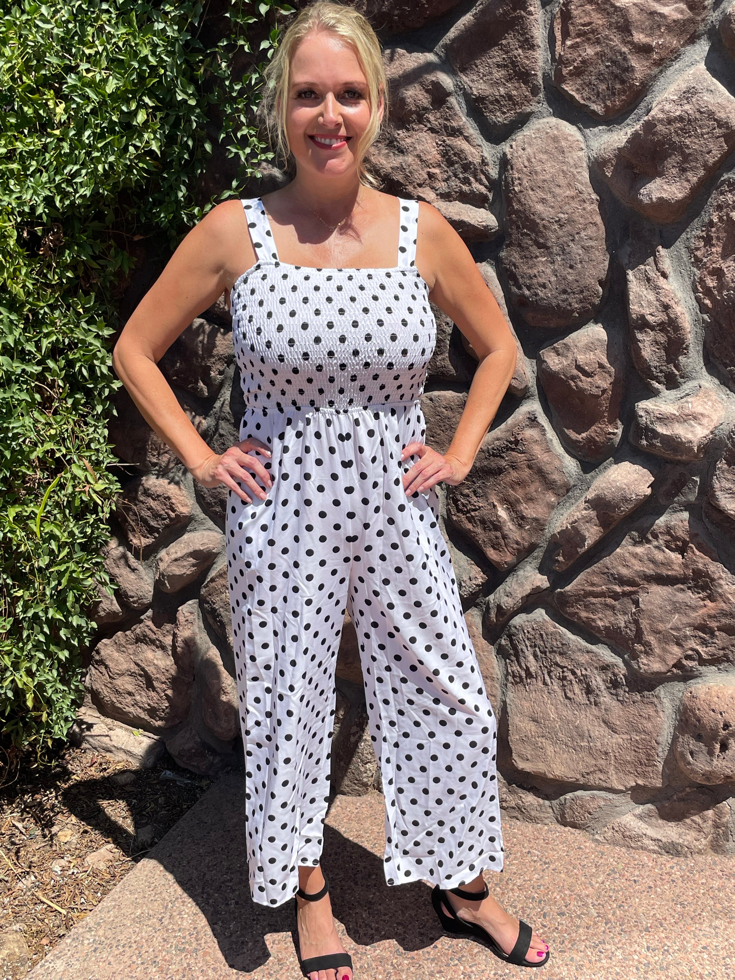 White Polka Dot Jumpsuit Niq Michelle