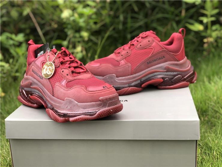 2019 Balenciaga Triple S Trainers Wine Red