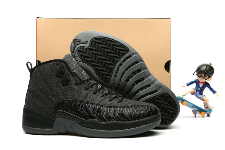 Air Jordan 12 Wool Dark Grey Black Metallic Silver