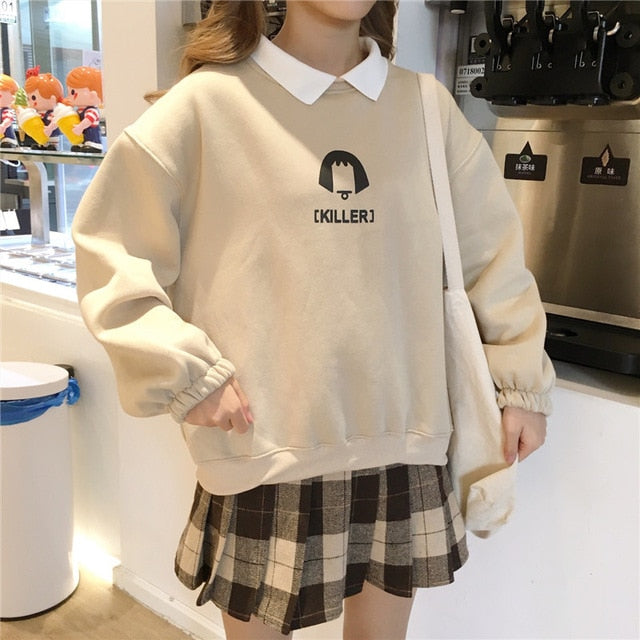 Fake two-piece oversized women sweatshirt plus size Korean style hoodie Casual Pullovers loose haraj