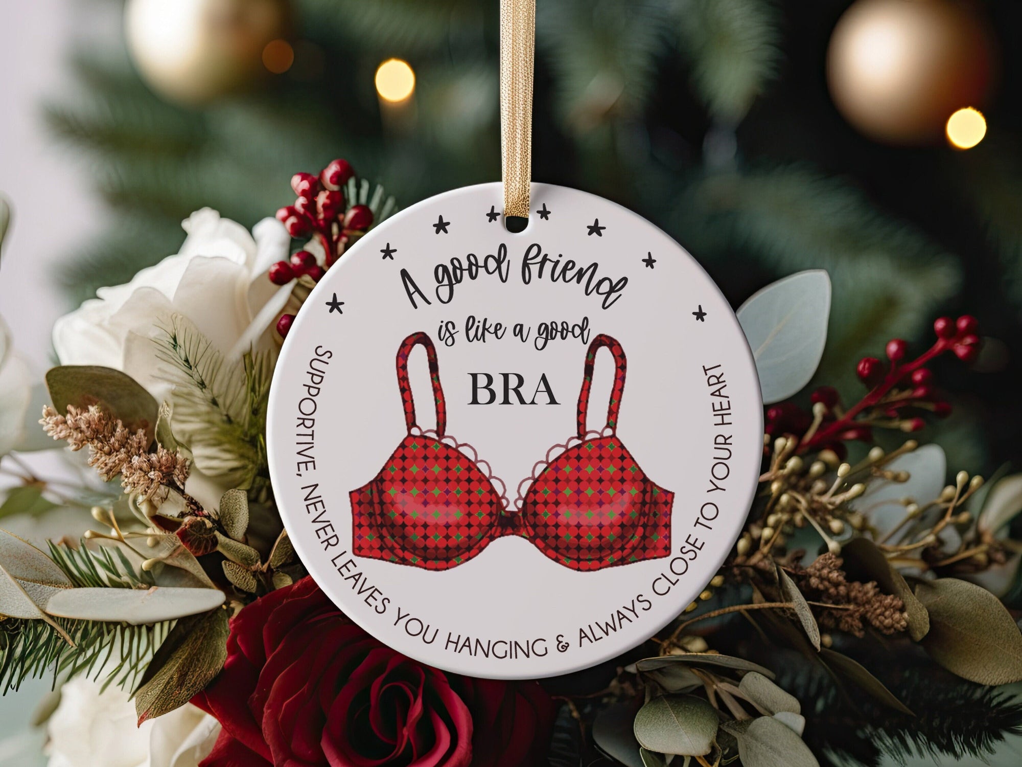 Best Friend Ornament, Best Friend Christmas Gift, Best Friend Bra Ornament, Bra  Ornament, Good Friend Ornament, Best Friend Gift 