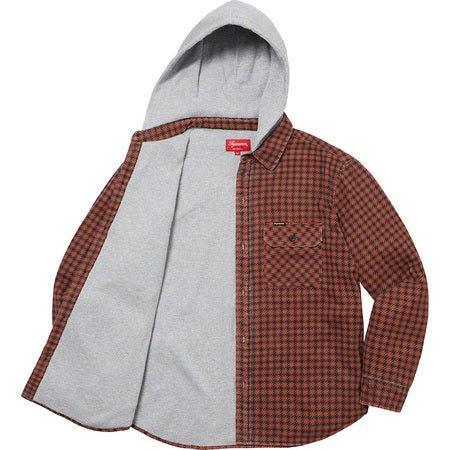 NTWRK - Supreme Houndstooth Flannel Hooded Shirt Red