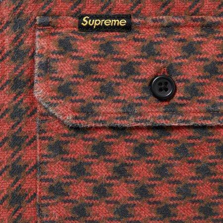 NTWRK - Supreme Houndstooth Flannel Hooded Shirt Red