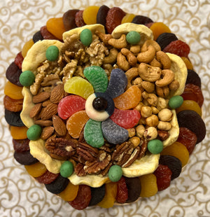 DRIED FRUITS & NUTS ROUND TRAY 4 - Vanilla Gourmet NJ - Dried Fruit And Nut Tray