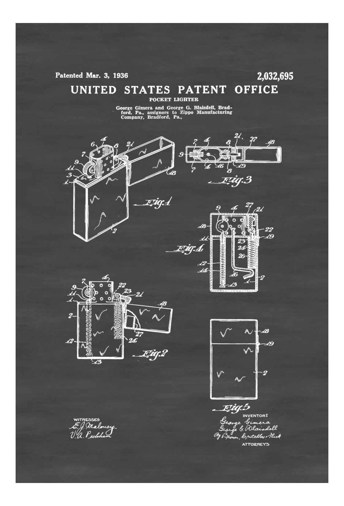 信頼】 ZIPPO UNITED STATES PATENT OFFICE