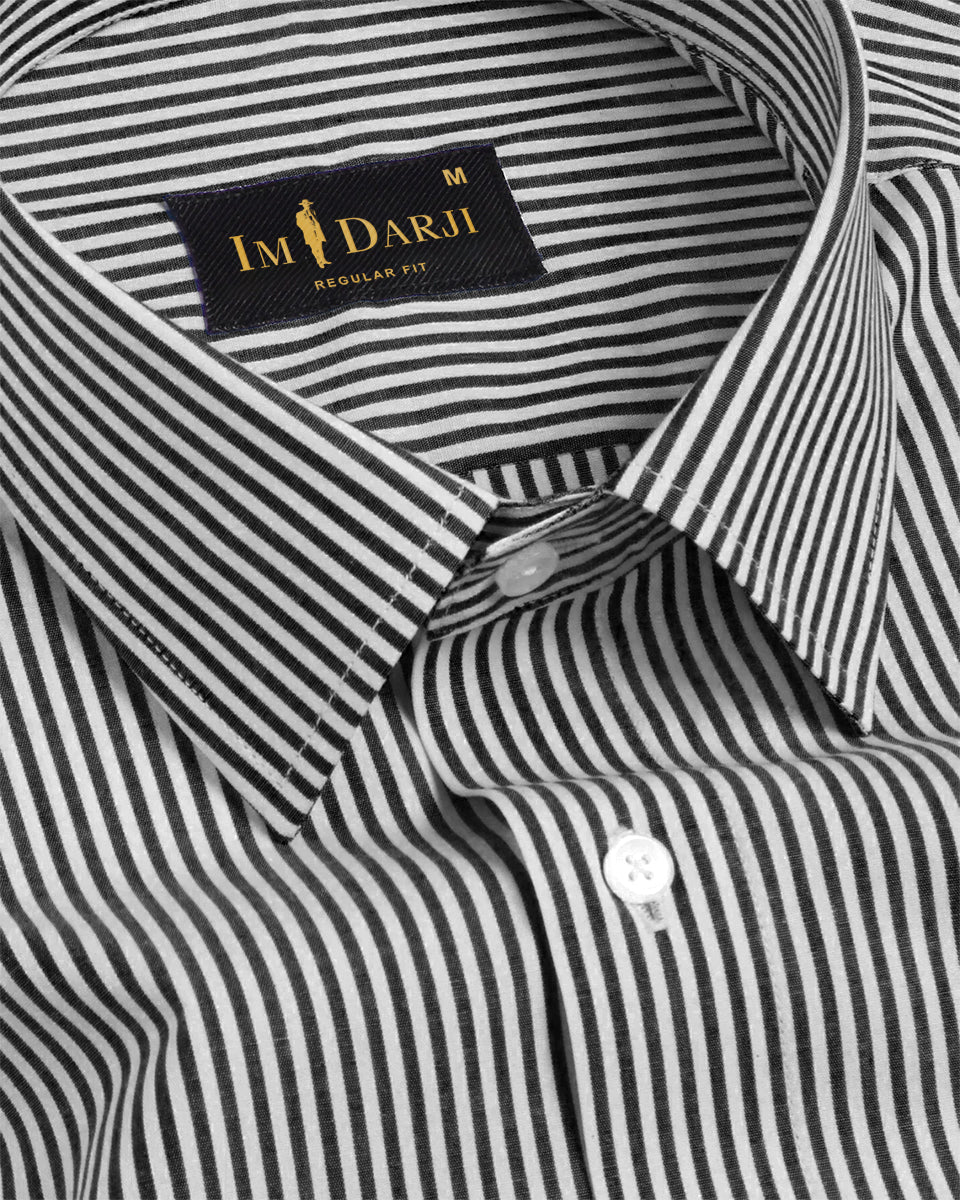Black Stripe Premium Seersucker Cotton Shirt– IMDARJI