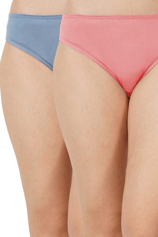 Bamboo Fabric Women's Hipster Panty- Peach and Black- Set of 2