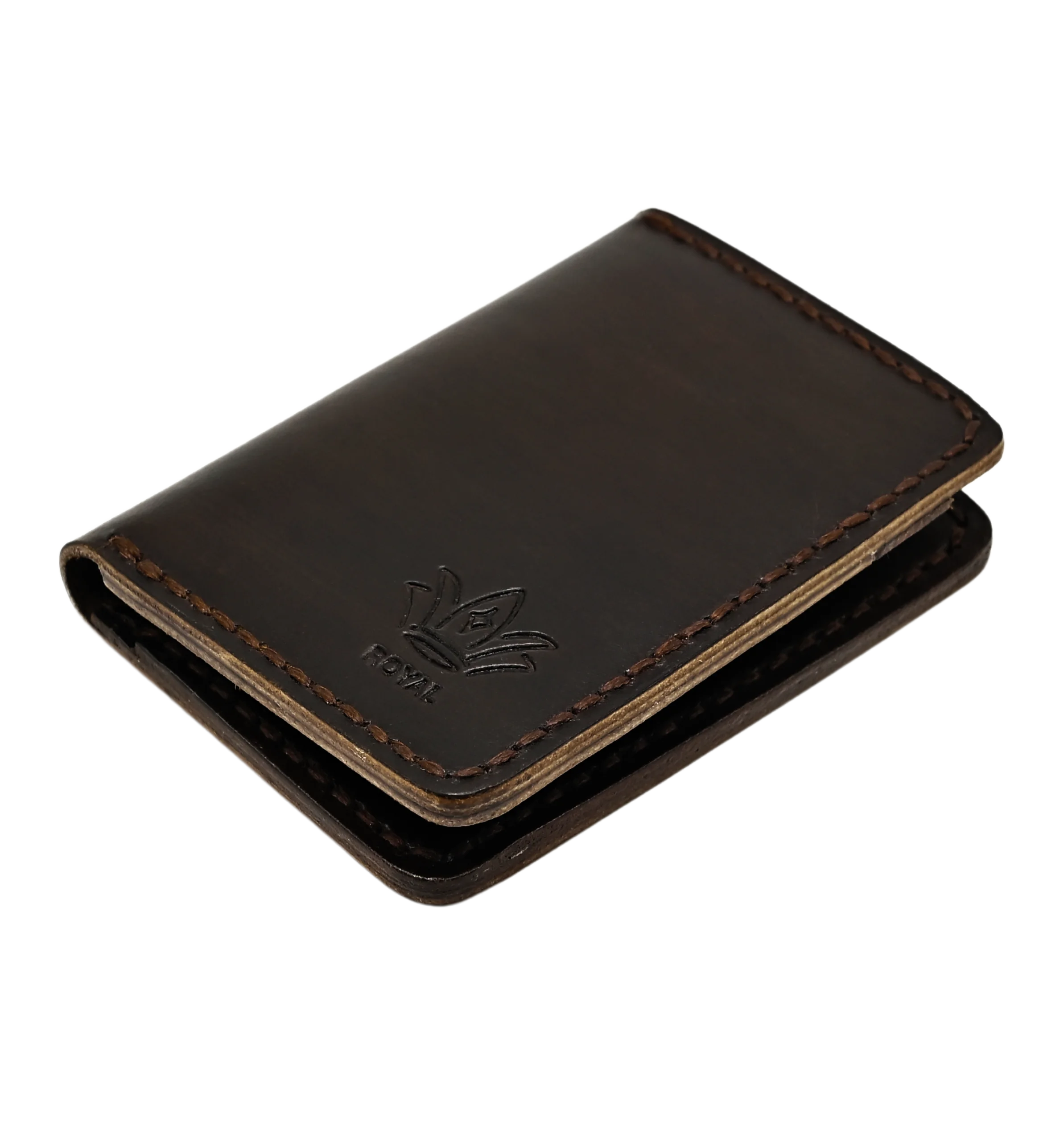 ROYAL Minimalist Leather Card Holder - Brown