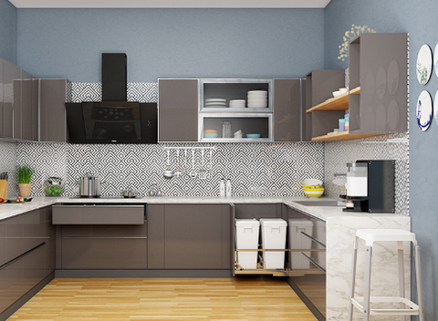 blue and gray kitchen color combination