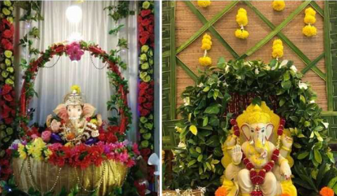 ganpati decoration ideas with flowers