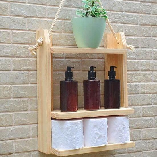 White Utility Shelf In PVC with Pocket and Hanging Hooks By Miza