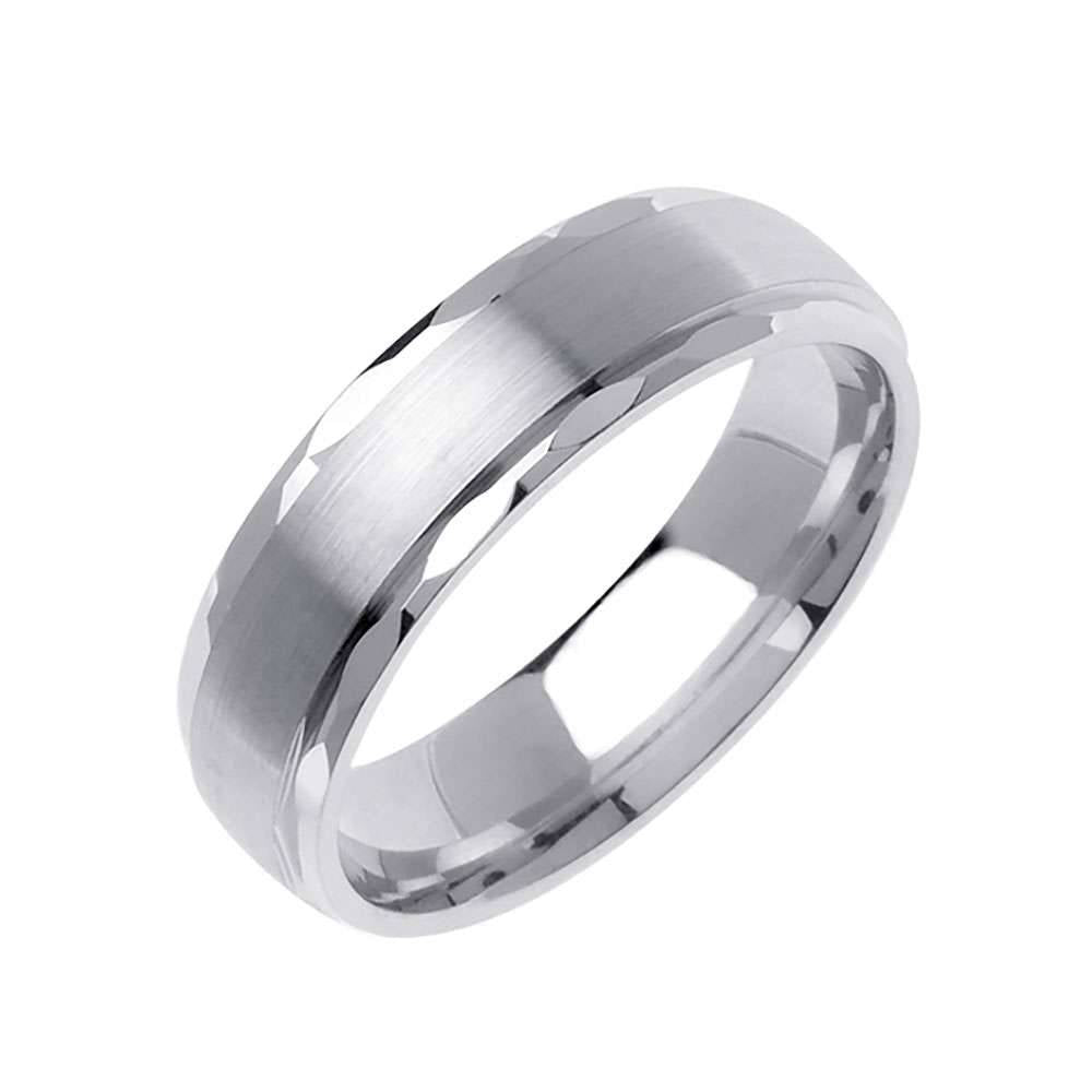 6.5mm Brushed Finish Center with Cut Polished Edge Fancy Men's Wedding Band - BeverlyDiamonds product image