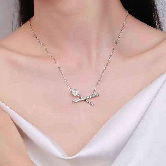 Emani Diamond & Pearl Necklace 14K White Gold / Standard: Clarity SI-I1 | Color H-I -  BeverlyDiamonds, Y1753