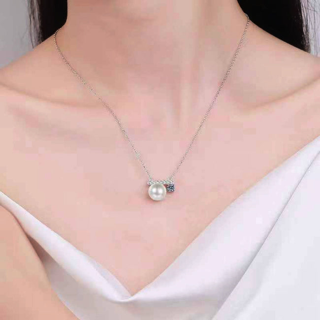 Mazie Diamond & Pearl Necklace 14K White Gold / Standard: Clarity SI-I1 | Color H-I -  BeverlyDiamonds, Y1757