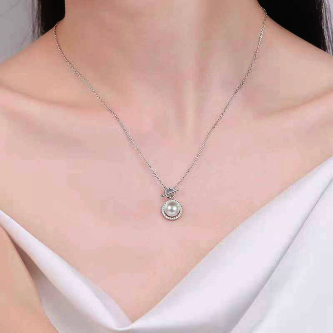 Carly Diamond & Pearl Necklace 14K White Gold / Standard: Clarity SI-I1 | Color H-I -  BeverlyDiamonds, Y1767
