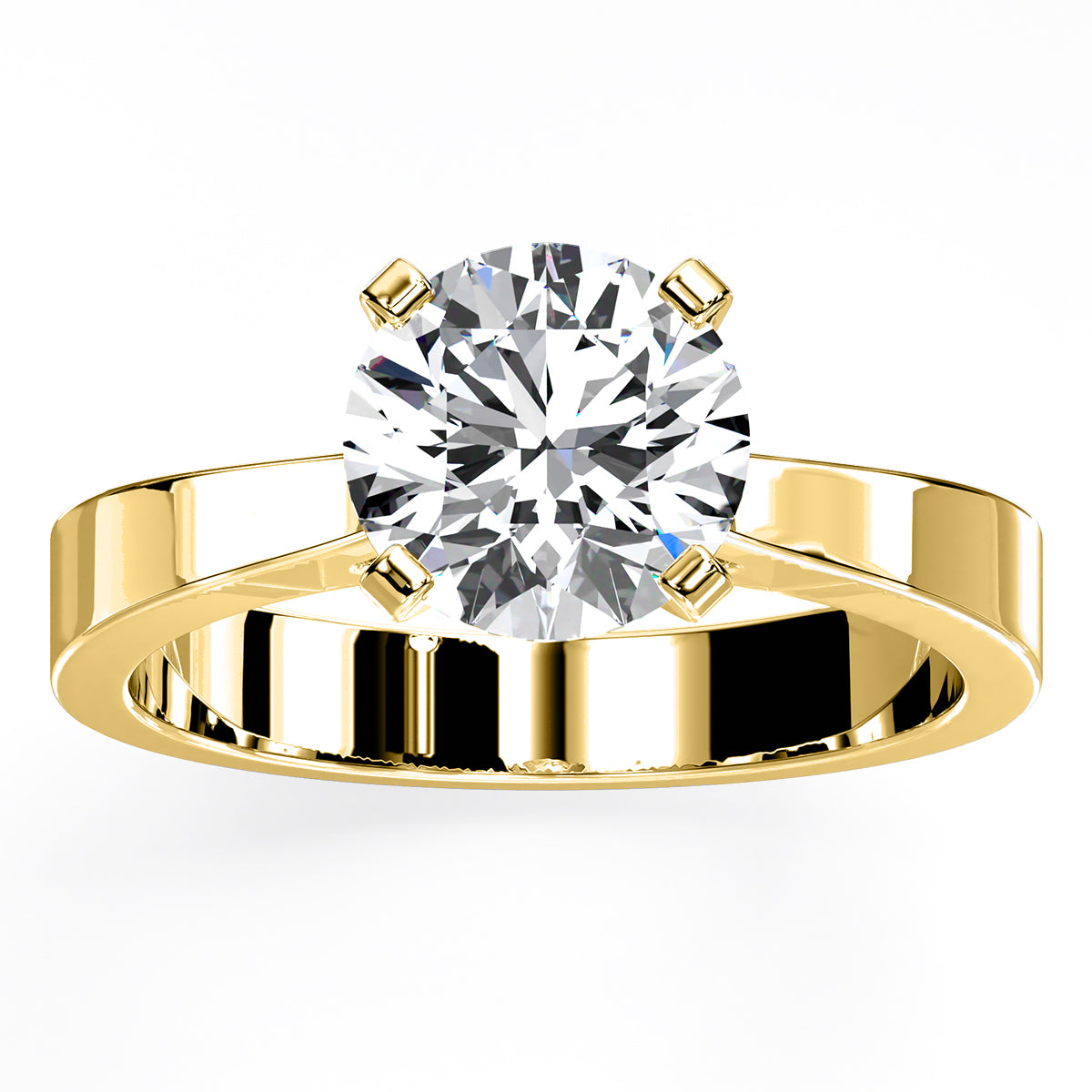 zahara - round diamond engagement ring 14k yellow gold / 0.50 ct center - 0.5 ct total weight / high quality: clarity vs2 | colo