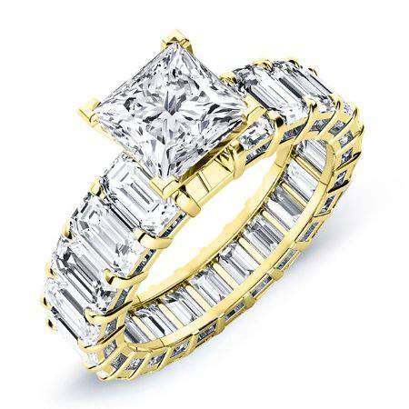 blossom - princess lab diamond engagement ring vs2 f (igi certified) 14k yellow gold / 0.50 ct center - 3 ct total weight