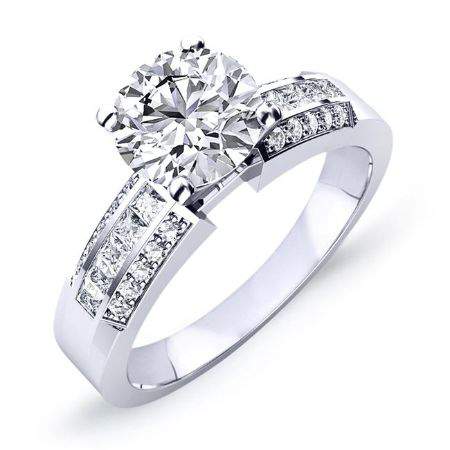 crocus - round diamond engagement ring 14k white gold / 0.50 ct center - 1.04 ct total weight / high quality: clarity vs2 | colo