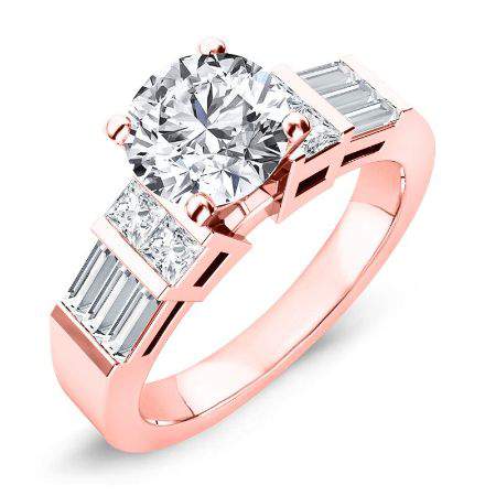 bluebell - round lab diamond engagement ring vs2 f (igi certified) 14k rose gold / 0.50 ct center - 1.38 ct total weight