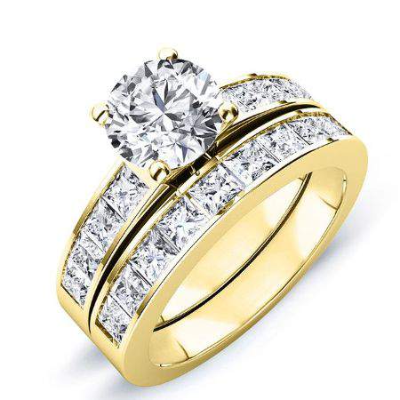 ayana - round lab diamond bridal set vs2 f (igi certified) 14k yellow gold / 0.50 ct center - 1.15 ct total weight