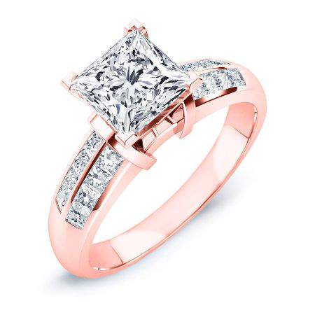 heather - princess diamond engagement ring 14k rose gold / 0.50 ct center - 1.14 ct total weight / high quality: clarity vs2 | c
