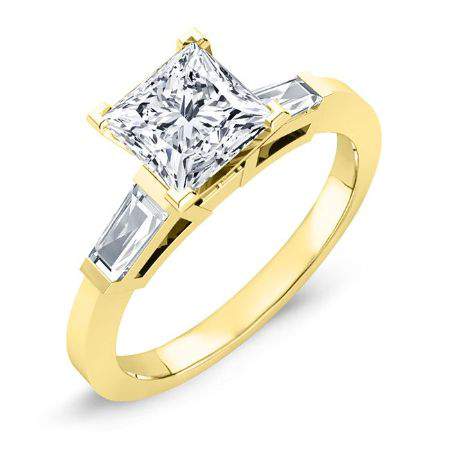 sorrel - princess diamond engagement ring 14k yellow gold / 0.50 ct center - 0.8 ct total weight / high quality: clarity vs2 | c