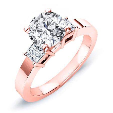 bellflower - round moissanite engagement ring 14k rose gold / 0.50 ct center - 0.58 ct total weight