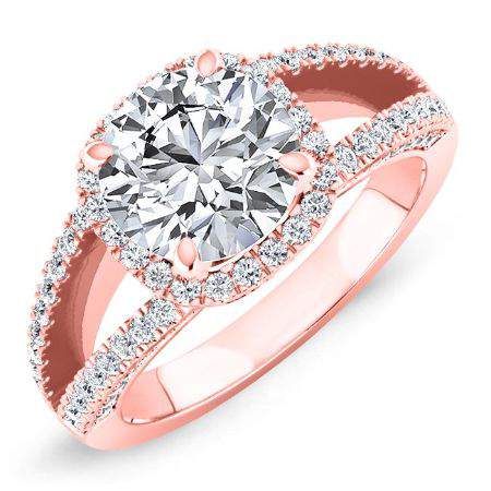 honesty - round moissanite engagement ring 14k rose gold / 0.50 ct center - 1.18 ct total weight