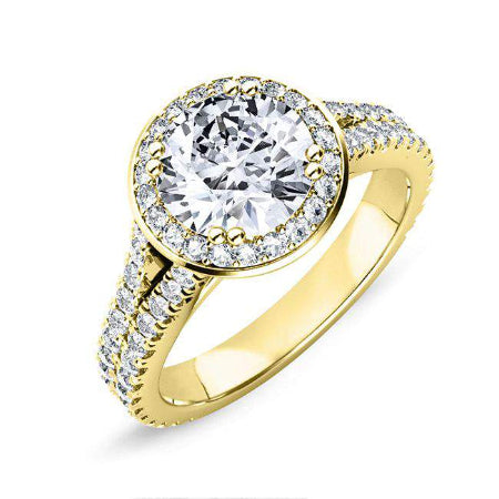 tea rose - round lab diamond engagement ring vs2 f (igi certified) 14k yellow gold / 0.50 ct center - 1.1 ct total weight