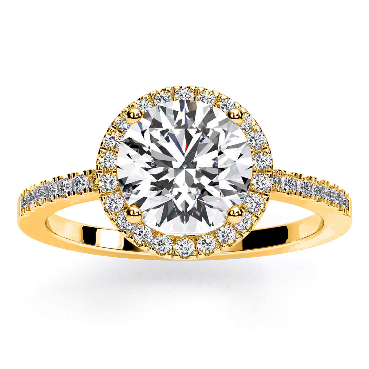 bergenia - round diamond engagement ring 14k yellow gold / 0.50 ct center - 0.87 ct total weight / high quality: clarity vs2 | c