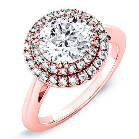 tulip - round diamond engagement ring 14k rose gold / 0.50 ct center - 0.76 ct total weight / high quality: clarity vs2 | color 