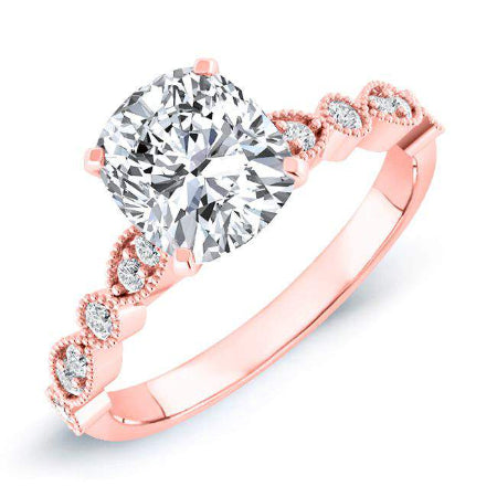 marigold - cushion lab diamond engagement ring vs2 f (igi certified) 14k rose gold / 0.50 ct center - 0.72 ct total weight