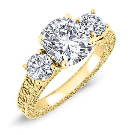 belladonna - cushion moissanite engagement ring 14k yellow gold / 0.50 ct center - 0.94 ct total weight