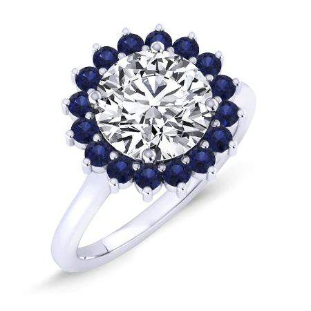 dicentra - round diamond engagement ring 14k white gold / 0.50 ct center - 0.77 ct total weight / high quality: clarity vs2 | co